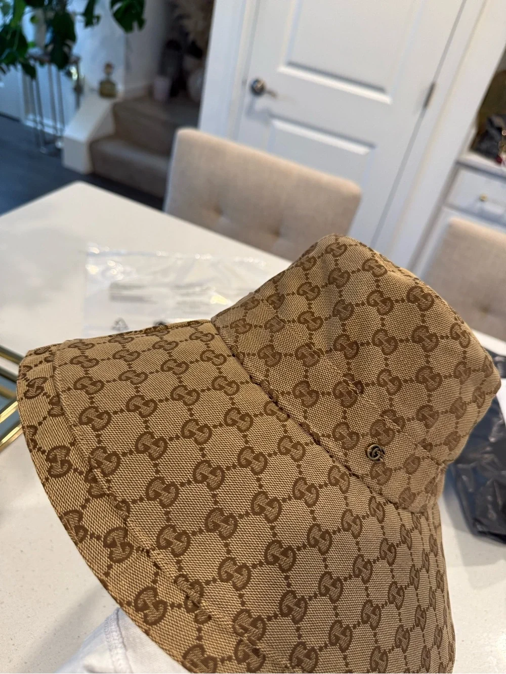 Gucci Brown GG Monogram Wide-Brim Bucket Hat - Picture 16 of 17